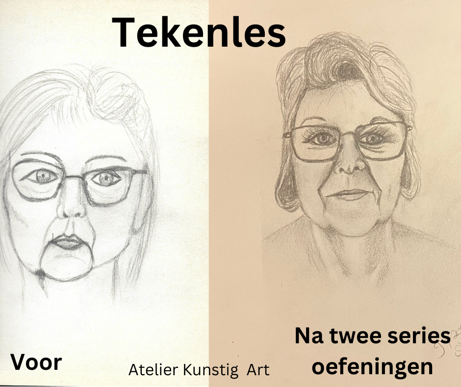 Voor en na tekenles kunstigart.nl