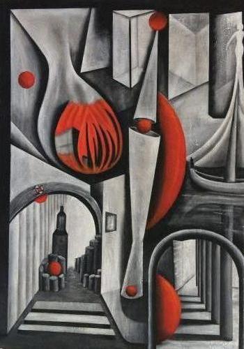 Reis door grijs - Kunstig Art - 100 x 70 cm intuïtief schilderen