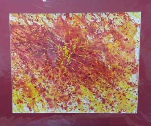 aquarel rood geel - Kunstig Art - 50 x 60 cm intuïtief schilderen